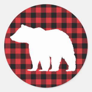Bear Buffalo Check Stickers Runt Klistermärke