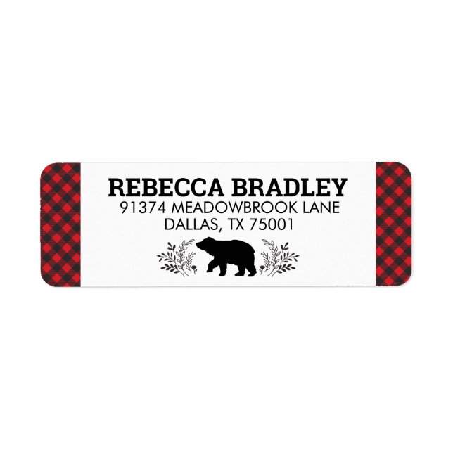 Bear Buffalo Play Lumberjack-adressetikett Returadress Etikett (Framsidan)