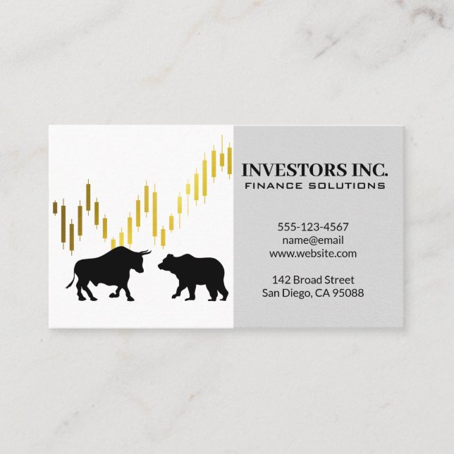 Bear Bull Logotyp | Candle Stick Graph Visitkort (Framsida)