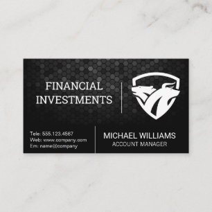 Bear Bull Shield Financial Logotyp Visitkort