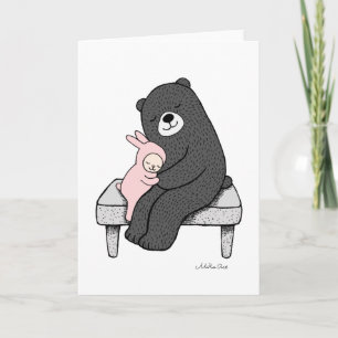Bear & Bunny Greeting Card Bear Bunny Kärlek Art Kort