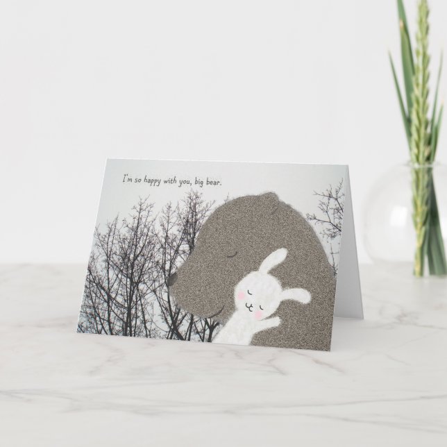 Bear & Bunny Greeting Card Cute Valentine-dagen Helgkort (Framsida)