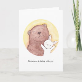 Bear & Bunny I kärlek du Card Lycklig Valentine Ca Helgkort