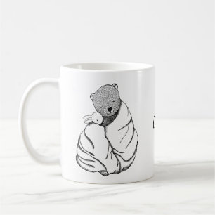 Bear Bunny Rabbit i Blanket Personlig namn Kaffemugg