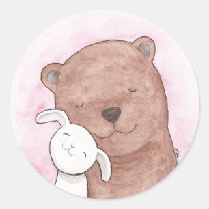 Bear & Bunny Sticker Cute Animal Bear & Bunny Runt Klistermärke