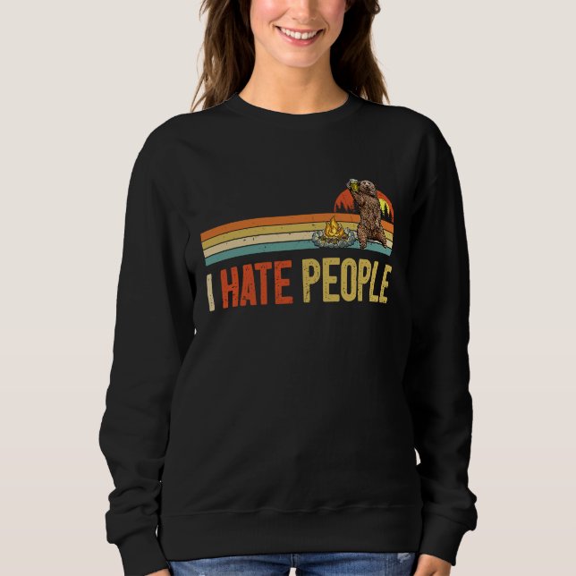 Bear Camping I Hate People Bear Drinking Outdoor L T Shirt (Framsida)