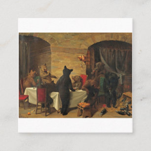 Bear Carousel av William Holbrook Beard Fyrkantigt Visitkort