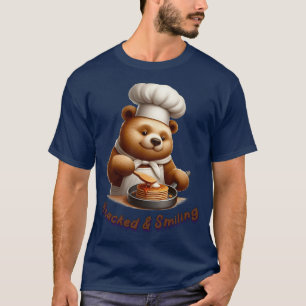 Bear Chef Flipping Pancakes "Stacks & Smiling" T Shirt