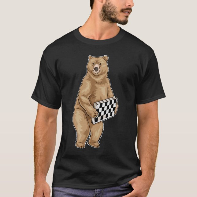 Bear Chessboard Chess T Shirt (Framsida)