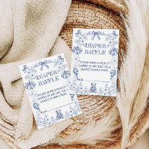 Bear Chinoiserie Blommigt Baby Shower Diaper Raffl