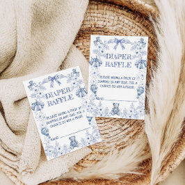 Bear Chinoiserie Blommigt Baby Shower Diaper Raffl Tilläggskort