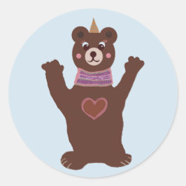Bear Classic Round Sticker Baby Party Runt Klistermärke