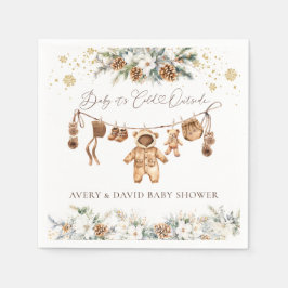 Bear ClothestLine-Kallet utanför babyduschen Pappersservett