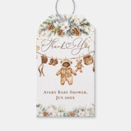 Bear ClothestLine-Kallet utanför babyduschen Presentetikett