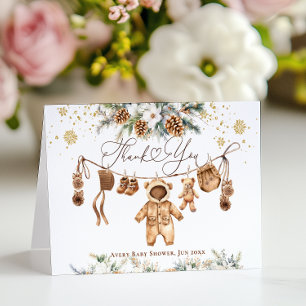 Bear ClothestLine-Kallet utanför babyduschen Tack Kort
