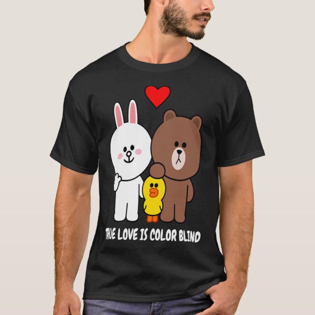 Bear Cony Bunny Rabbit Äkta kärlek är Färg Bl T Shirt (Framsida)