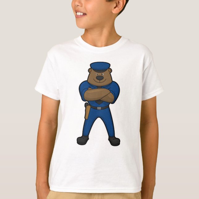 Bear Cop Police T Shirt (Framsida)