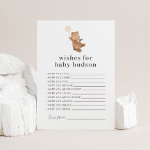 Bear Cream Balloon Önskemål för Baby Card