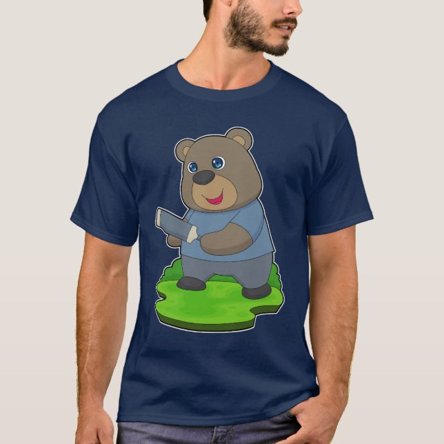 Bear Cricket Cricket bat T Shirt (Framsida)