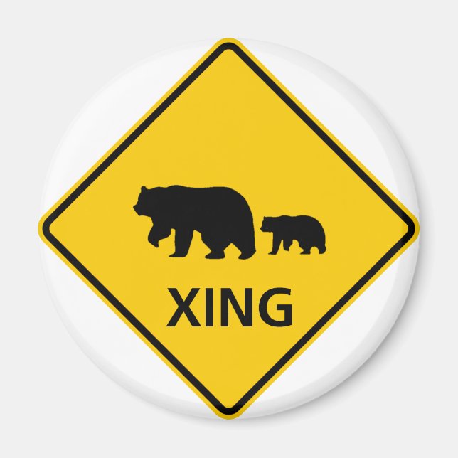 Bear Crosing Highway-tecken Magnet (Framsidan)