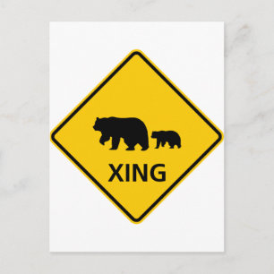 Bear Crosing Highway-tecken Vykort