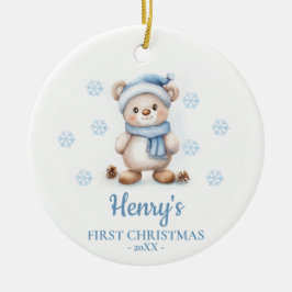 Bear Cub Personalized Baby's First Christmas Julgransprydnad Keramik