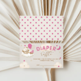 Bear Cute Balloations  Rosa Diaper Raffle Tilläggskort