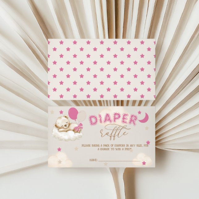 Bear Cute Balloations  Rosa Diaper Raffle Tilläggskort (Skapare uppladdad)