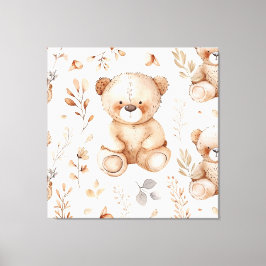 Bear Cute Beige Baby Canvastryck