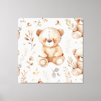 Bear Cute Beige Baby Canvastryck