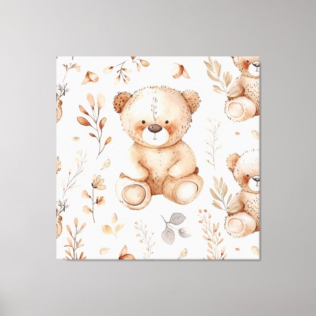 Bear Cute Beige Baby Canvastryck (Framsida)