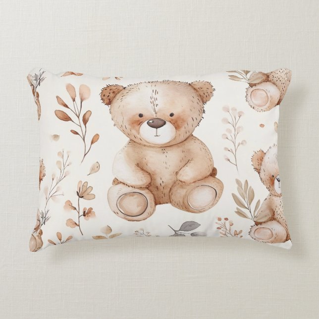 Bear Cute Beige Baby Prydnadskudde (Framsidan)