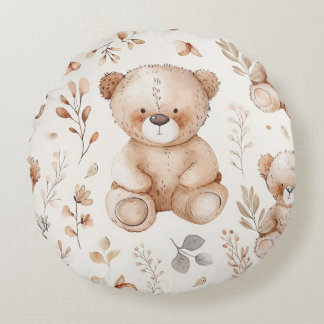 Bear Cute Beige Baby Rund Kudde