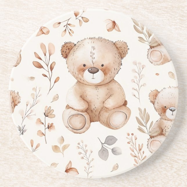 Bear Cute Beige Baby Underlägg (Framsidan)