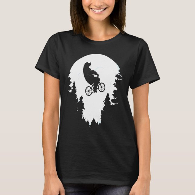 Bear Cycling Mountain Bike Måne Bicycle T Shirt (Framsida)