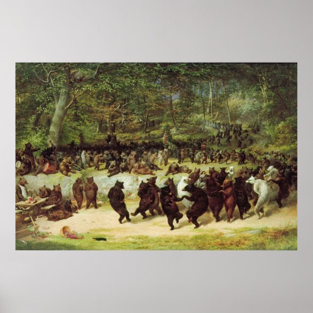 Bear Dance av William Holbrook Beard Poster (Framsidan)