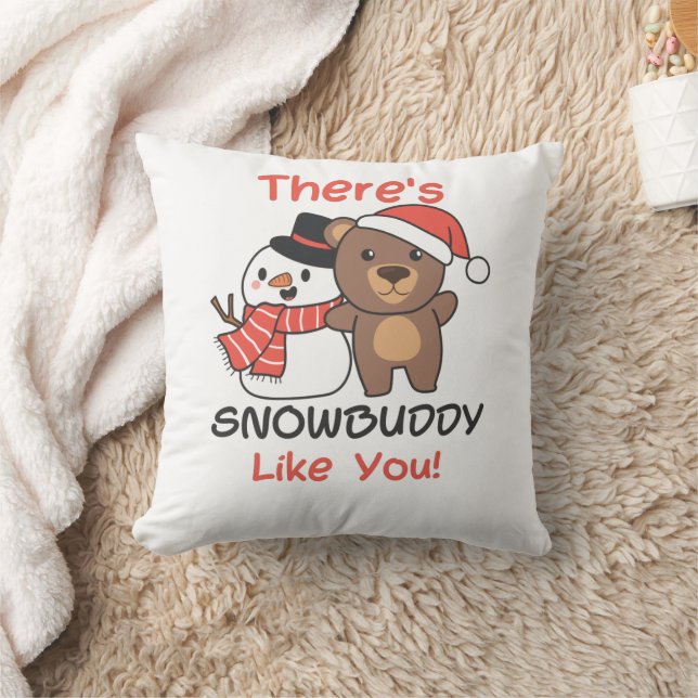 Bear där är Snowkompis som Snögubbe Pun Kudde (Filt)