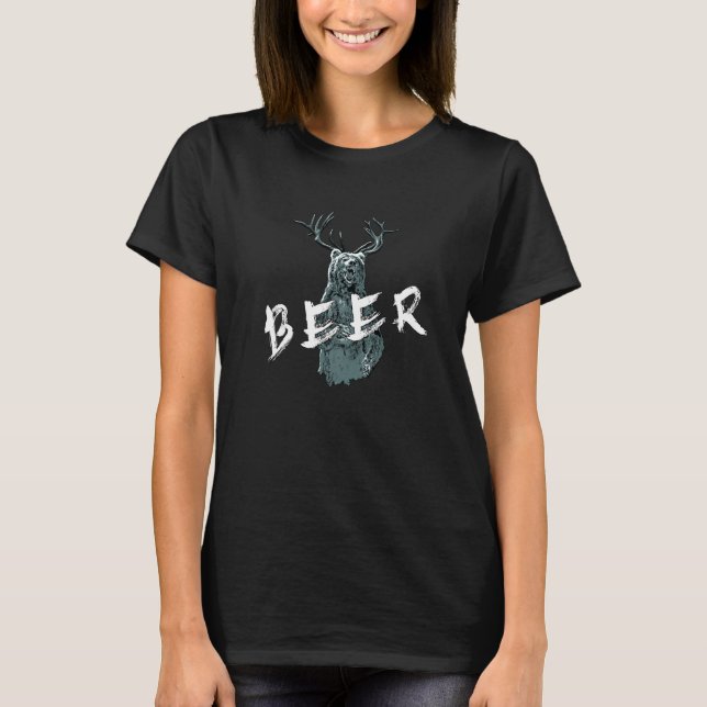 Bear Deer Beer  Nature  Wordplay T Shirt (Framsida)