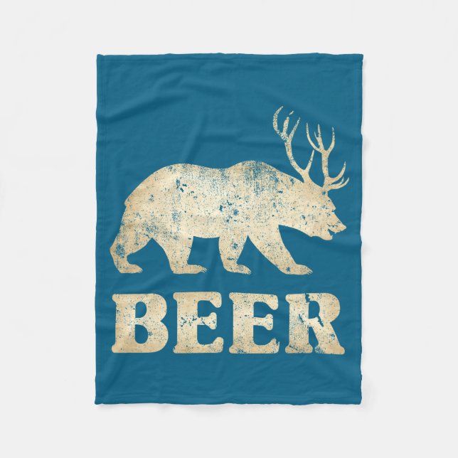 Bear Deer Vintage Beer  Fleecefilt (Framsidan)