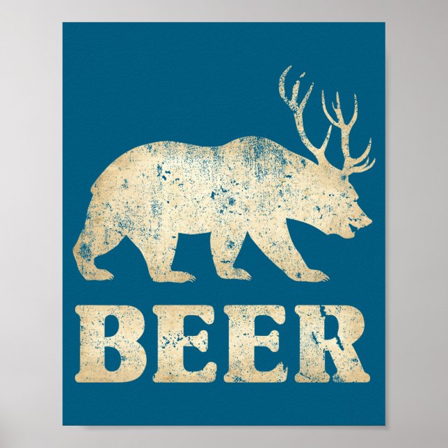 Bear Deer Vintage Beer  Poster (Framsidan)