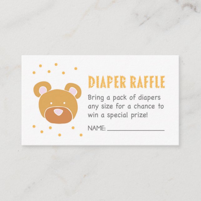 Bear Diaper Raffle Biljett Tilläggskort (Framsida)