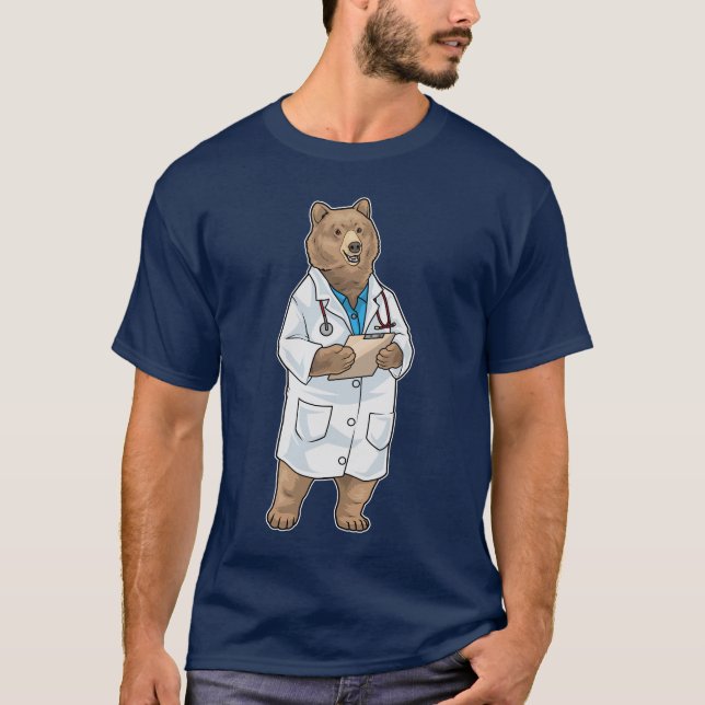Bear Doktor Stethoscope T Shirt (Framsida)