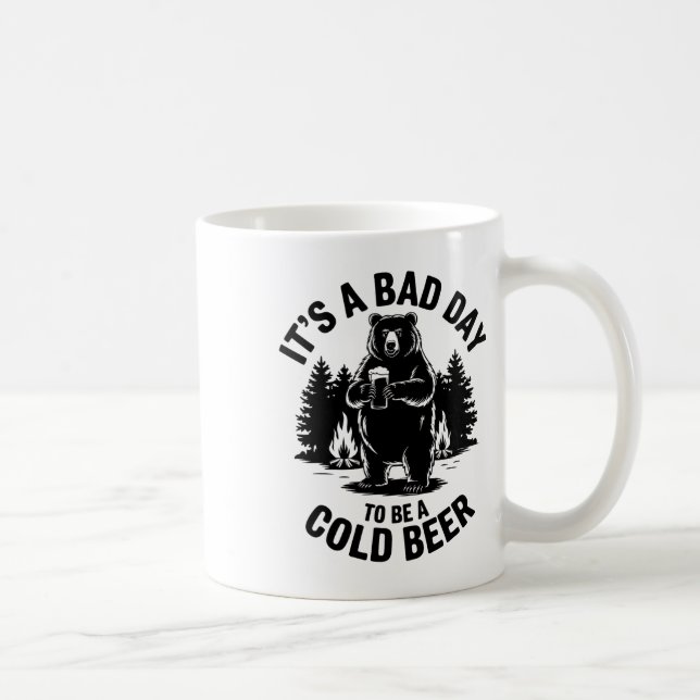 Bear Drinking Beer Camping Funny It's Bad Day To B Kaffemugg (Höger)