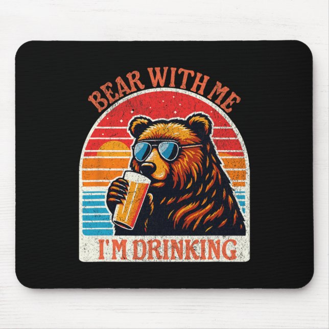 Bear Drinking Beer Utomhusbruk, glatt stöld Musmatta (Framsidan)