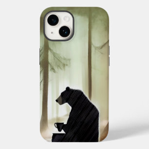 Bear Drinking Coffee i Skogen