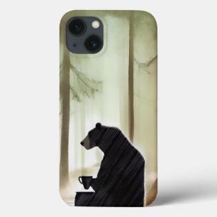 Bear Drinking Coffee i Skogen