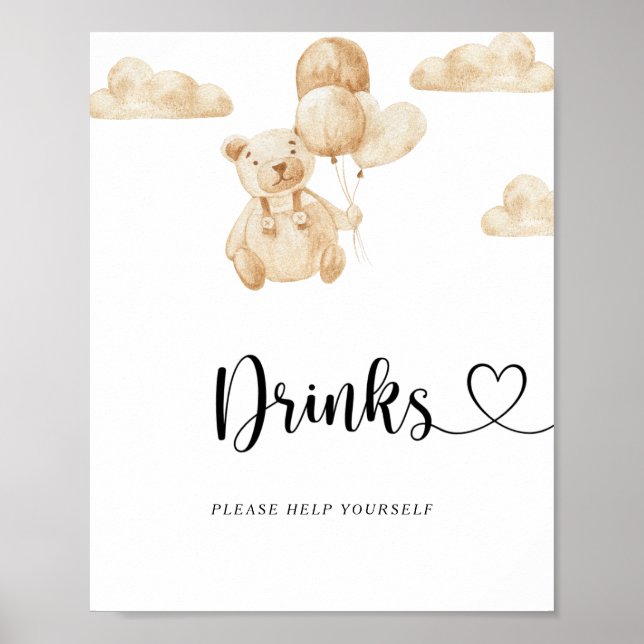 Bear Drinks hjälper dig själv Poster (Framsidan)