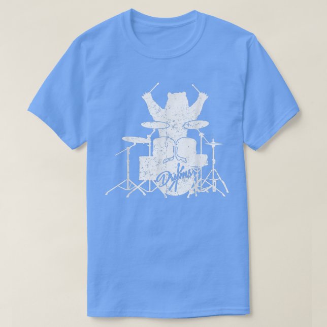 Bear Drummer Drumstick Rock musik Band T Shirt (Design framsida)