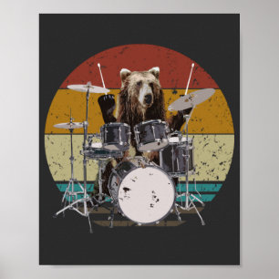 Bear Drummer Spelande Drummer Poster