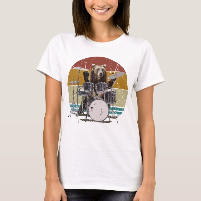 Bear Drummer spelar Drummer Women T-Shirt (Framsida)